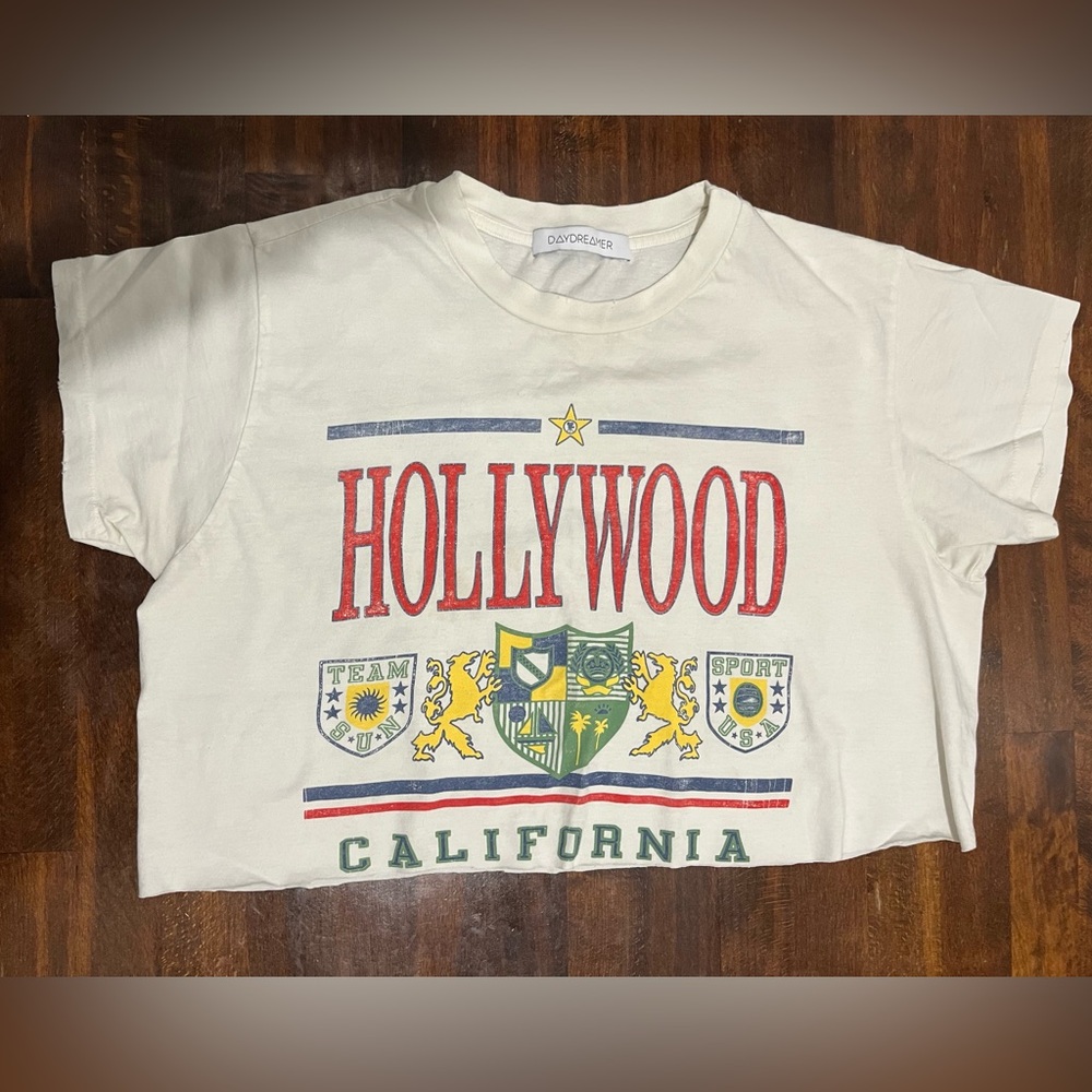 DAYDREAMER Hollywood Graphic Girlfriend Cropped Tee Size XS
